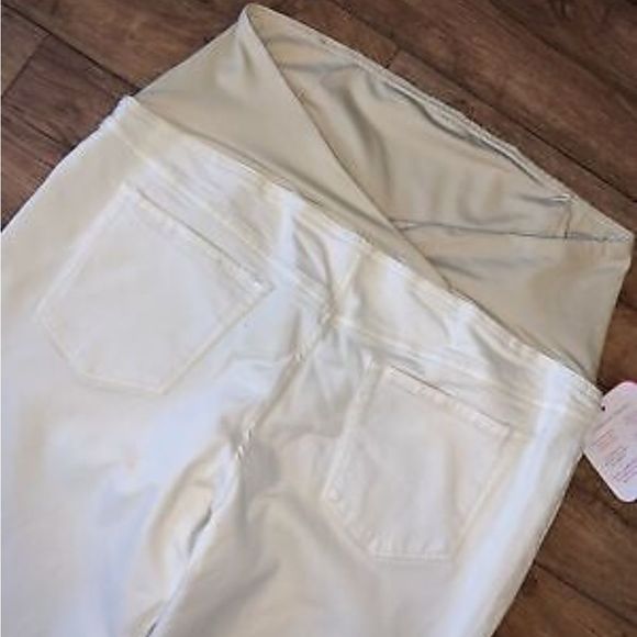 Isabel Maternity Light Khaki Crossover Panel Skinny Pants Multiple Sizes - Picture 4 of 5